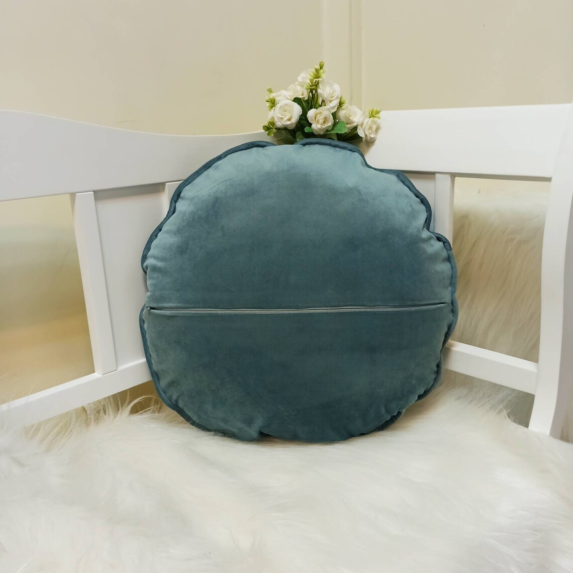 Turquoise round pillow case Circle throw pillow with piping Etsy