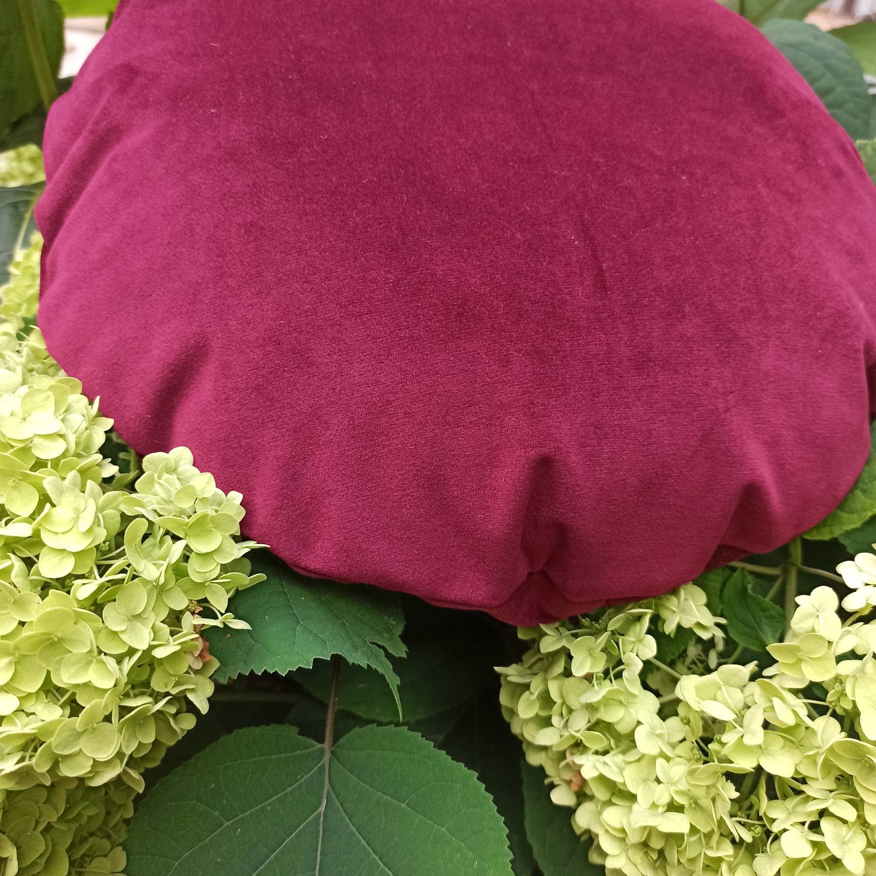 Burgundy Velvet Round Pillow Case, Circle Throw Pillow Cover, Maroon