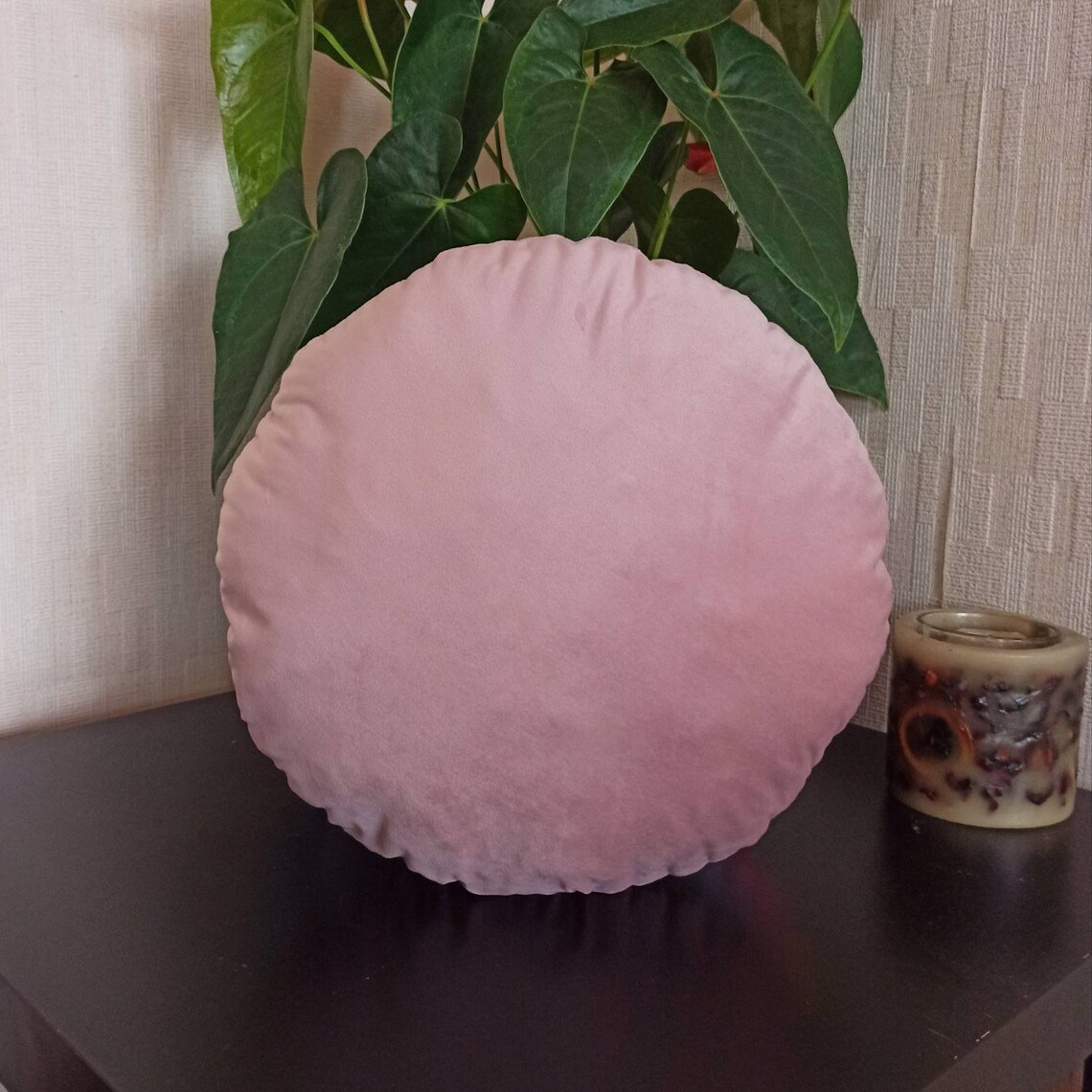 Blush Pink Round Pillow Case Circle Pink Throw Pillow Cover Etsy