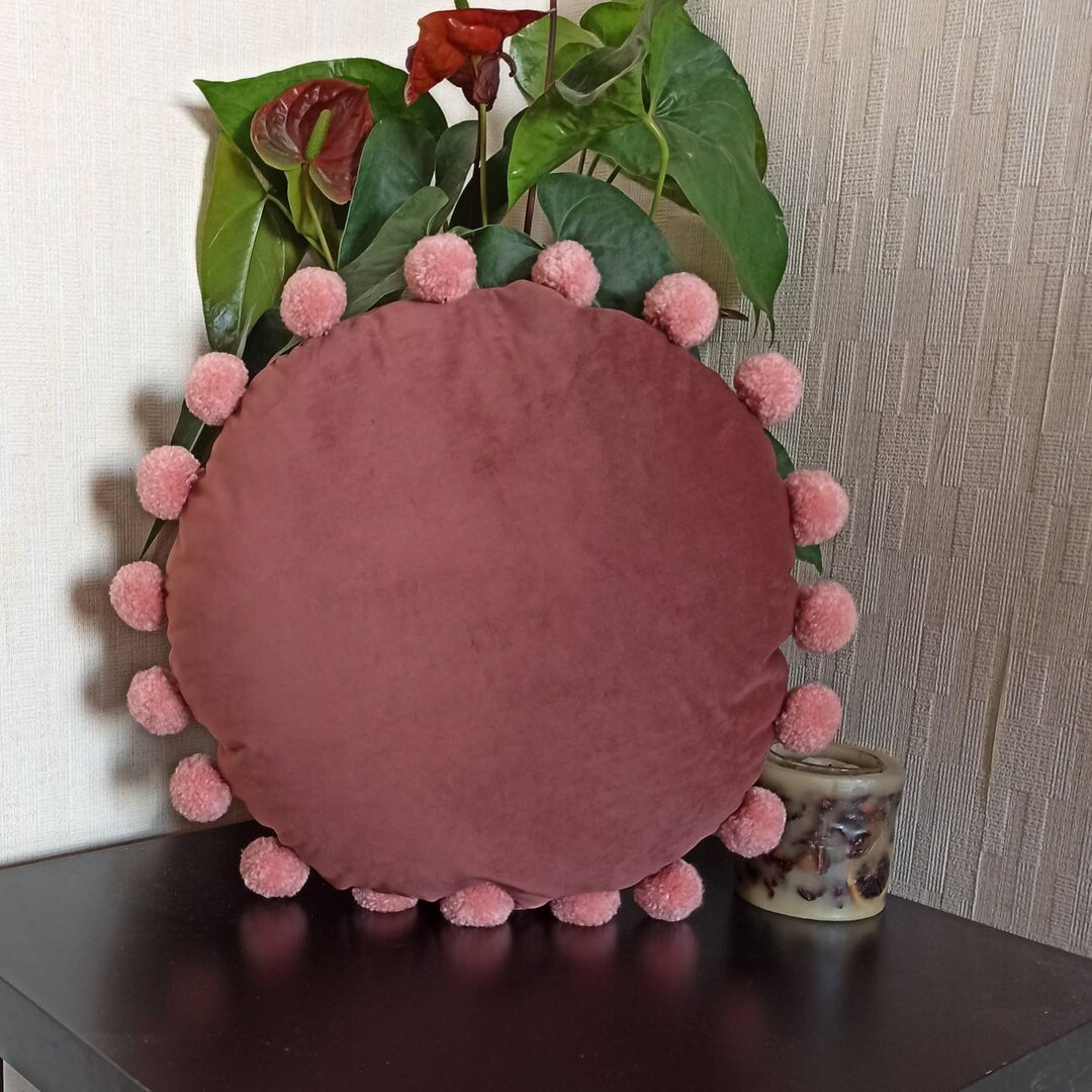 Blush Pink Round Pillow Case Circle Throw Pillow Cover Pink Etsy