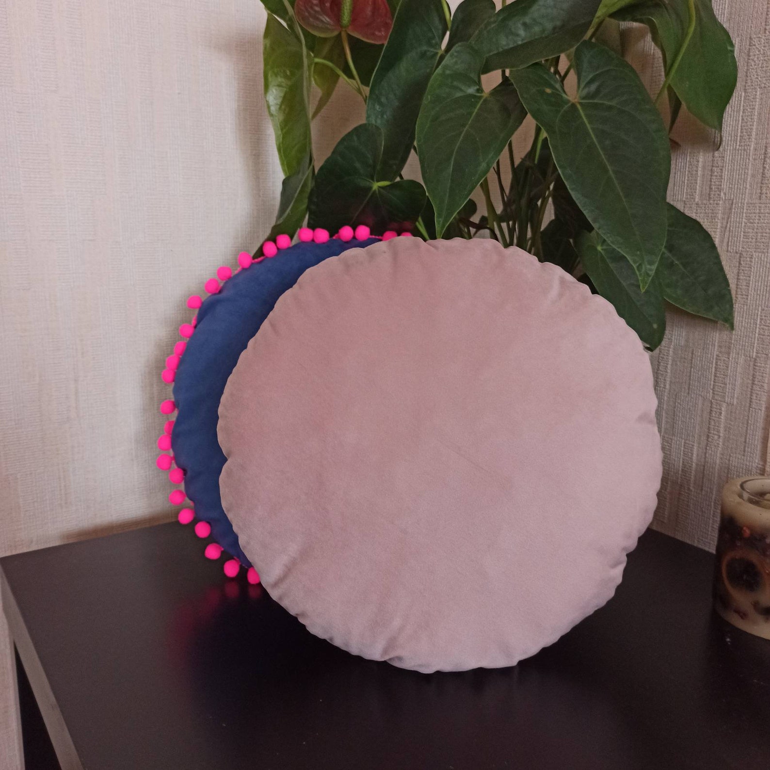 Blush pink round pillow case Circle pink throw pillow cover Etsy
