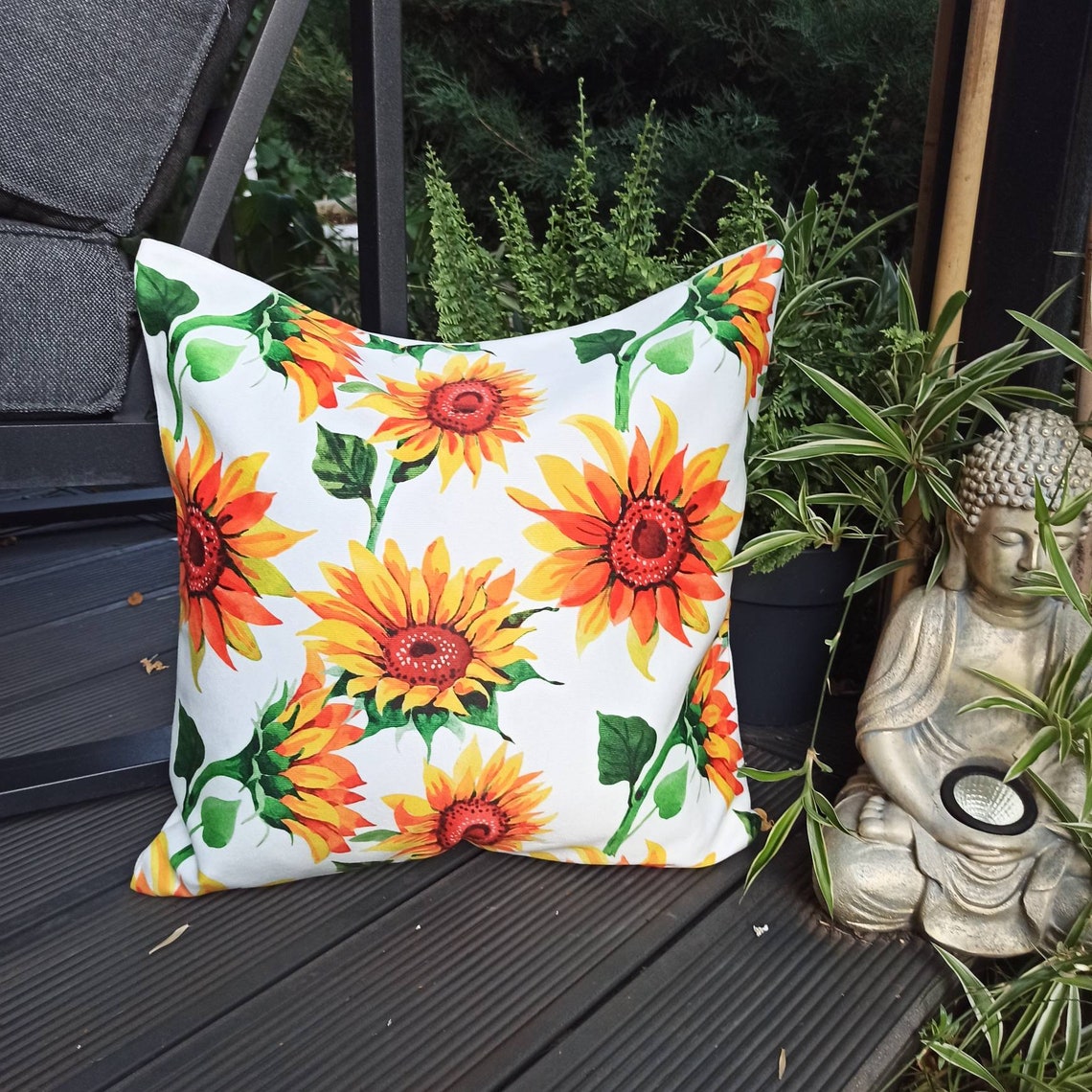 Sunflower outdoor cushion cover Floral velvet pillow case Etsy
