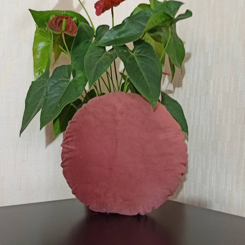 Blush Pink Round Pillow Case, Circle Pillow Cover, Dusty Pink Sofa
