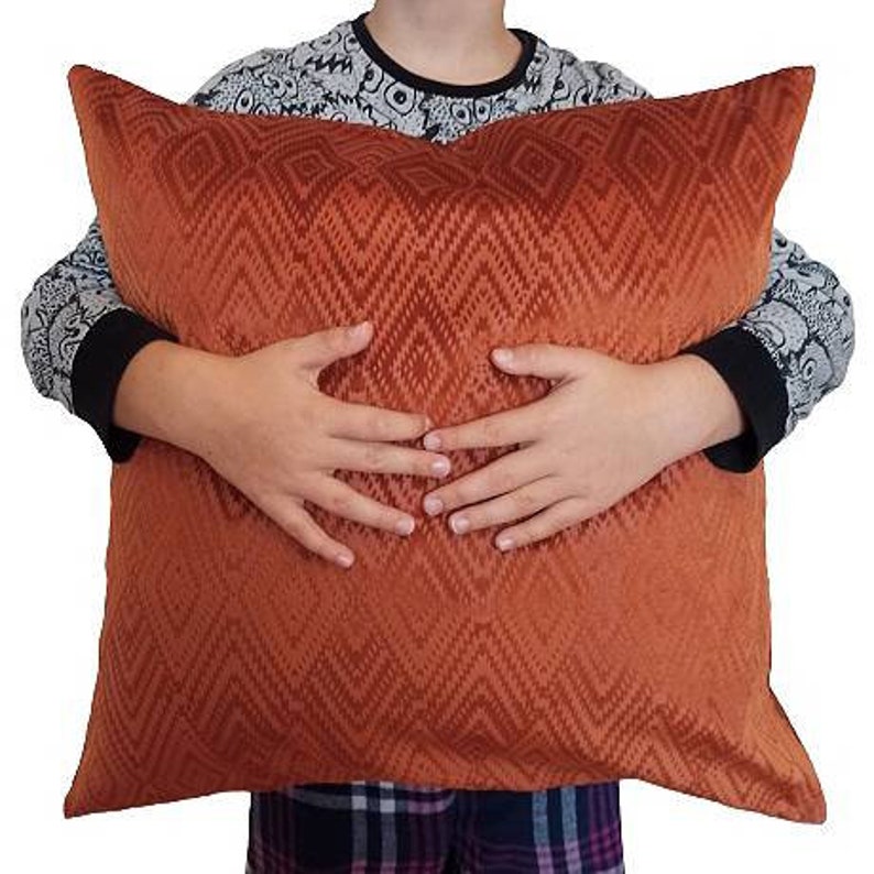 Burnt Orange Velvet Pillow Case Rust Geometric Cushion Etsy UK