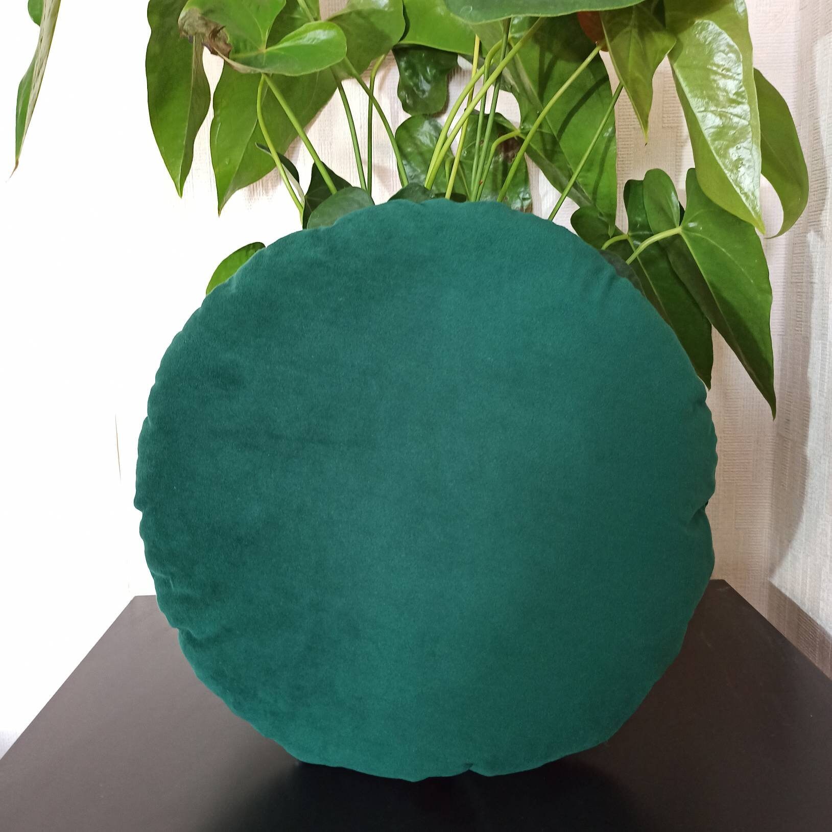 Emerald green round pillow case Circle throw pillow cover Etsy