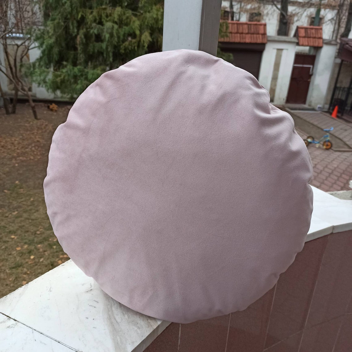 Blush Pink Round Pillow Case Circle Pink Throw Pillow Cover Etsy