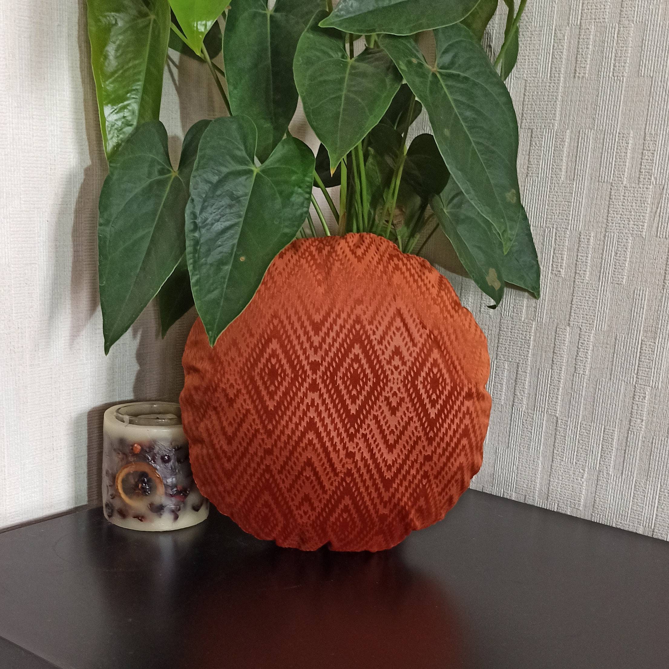 Burnt Orange Round Pillow Rust Geometric Cushion Cover Etsy UK