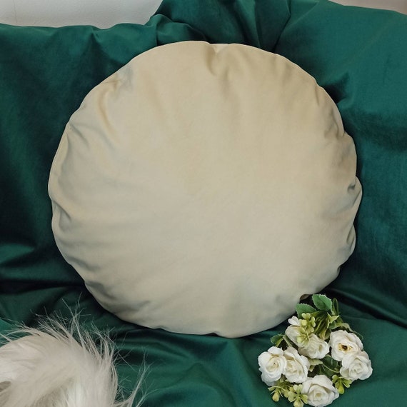 Neutral Velvet Pleated Round Pillow