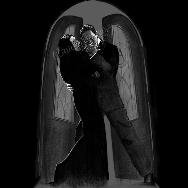 Addams Family Tarot VI: The Lovers | Art Print | Gomez & Morticia Addams