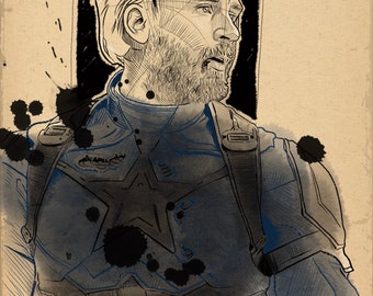 Impresión de la ilustración del Capitán América