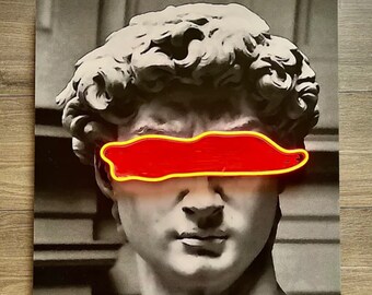 David Red Neon Sign -  Art Neon Sign for Modern Decor, Handmade gift for Minimalist Office Wall Art, David of Michelangelo statue inspired