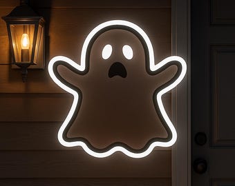 Ghost LED Neon Sign: Spooky Halloween Decor, Glow in the Dark
