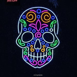 Calavera LED Neon Sign: Mexican Sugar Skull Wall Decor
