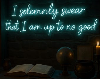 Neon Quote Sign “I Solemnly Swear” | Wizard Neon Lamp, Custom Bar Light