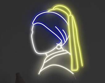 Girl With Pearl Earring Neon Sign: Vermeer Inspired LED Art