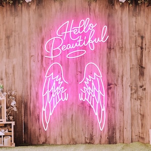 Customizable Angel Wings Neon Sign for Home Business Salon image 1