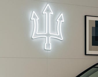 Trident Neon Sign: LED Wall Decor - Modern Minimalist Poseidon Symbol
