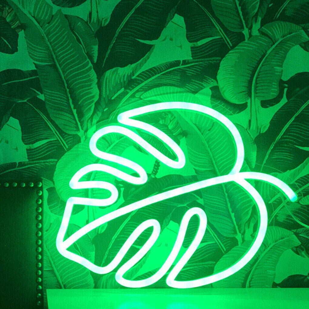 Monstera Leaf Neon Sign Led Neon signage bedroom Etsy