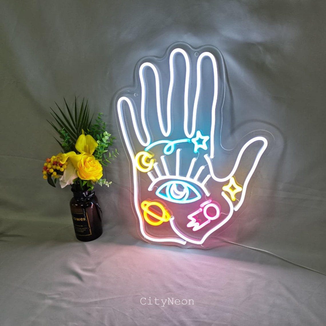 Hand Neon Sign Custom Neon Sign Wall Decor Neon Art Etsy