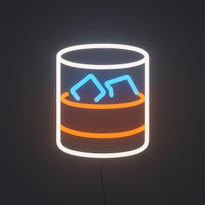 Custom Whiskey Glass Neon Bar Sign: Man Cave Decor