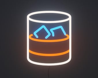 Custom Whiskey Glass Neon Bar Sign: Man Cave Decor