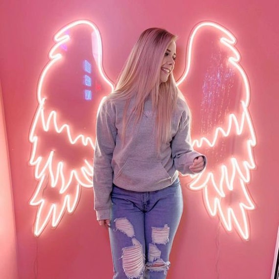 Аngel Wings and Halo Neon Sign Custom Wings Neon Sign Angel | Etsy