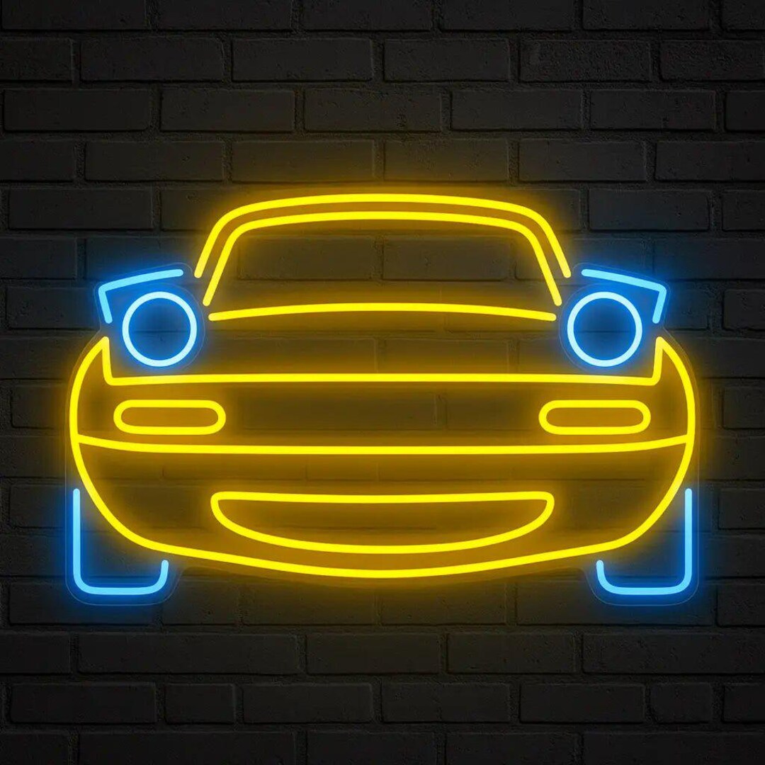 Car Face Neon Sign – Automotive Neon Wall Art - Minimalist Led Neon ...