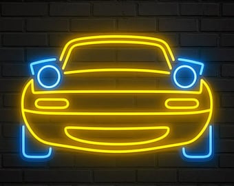 Car Face Neon Sign – Automotive Neon Wall Art - Minimalist Led Neon Artwork - Automotive Design And Car Culture - Energy-Efficient Neon Sign