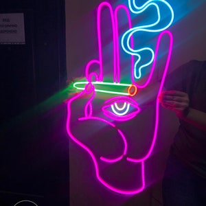 Smoking Hand With Joint Cigarette Led Neon Sign Neon Wall Decor - Etsy