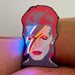 Letrero de neón de David Bowie: Lámpara acrílica con póster Ziggy Stardust