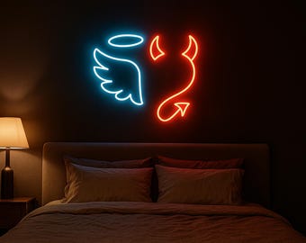 Angel and Devil Neon Sign: Romantic LED Wall Decor