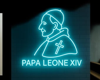 Pope Leo Neon Sign: Catholic Church Decor, Religious Gift