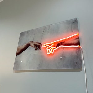 Creation of Adam Neon Sign: Modern Religious Wall Art - Etsy