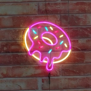 Custom Food Neon Sign,Sweet Donuts Sign,Coffee Bar Sign,Pink Led Light,Dessert Shop Decor,Donut Neon Art,Donut Birthday Party image 1