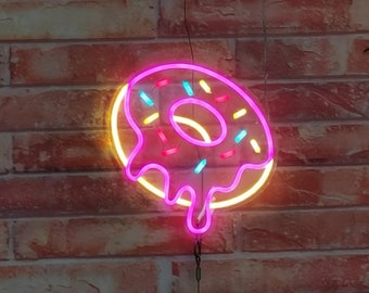 Custom Donut Neon Sign: Pink LED Dessert Shop Decor