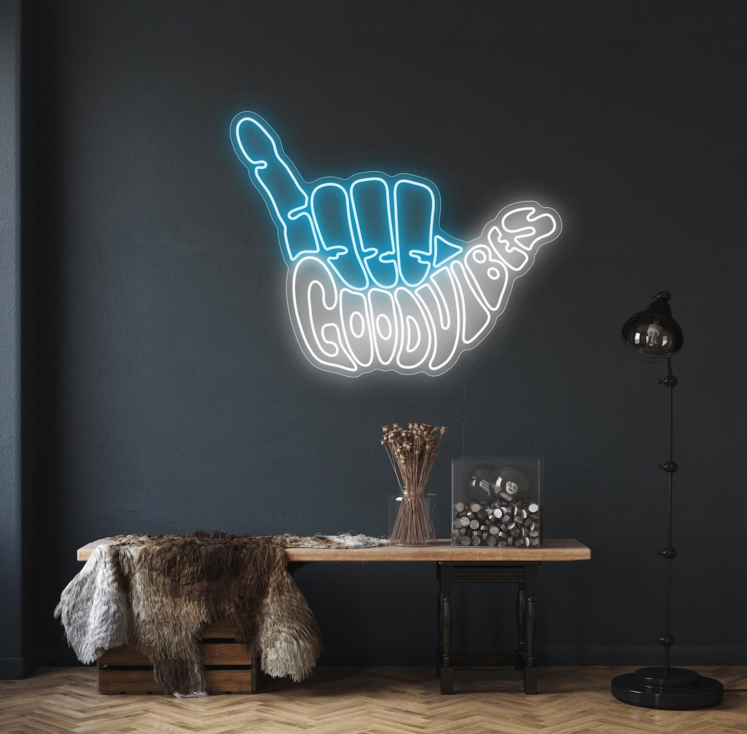 Good Vibes Only Shaka Hand LED Neon Sign: Custom Art Deco Lamp - Etsy