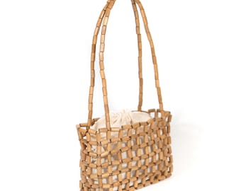 Sac à bandoulière en perles de bois, sac pour femme fait main