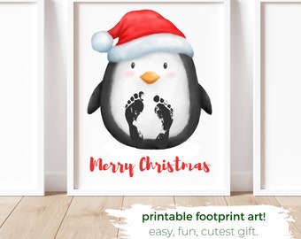 Christmas baby footprint art | Baby Feet Print | Christmas Baby Keepsake | Handprint DIY craft art | My 1st Christmas Footprints