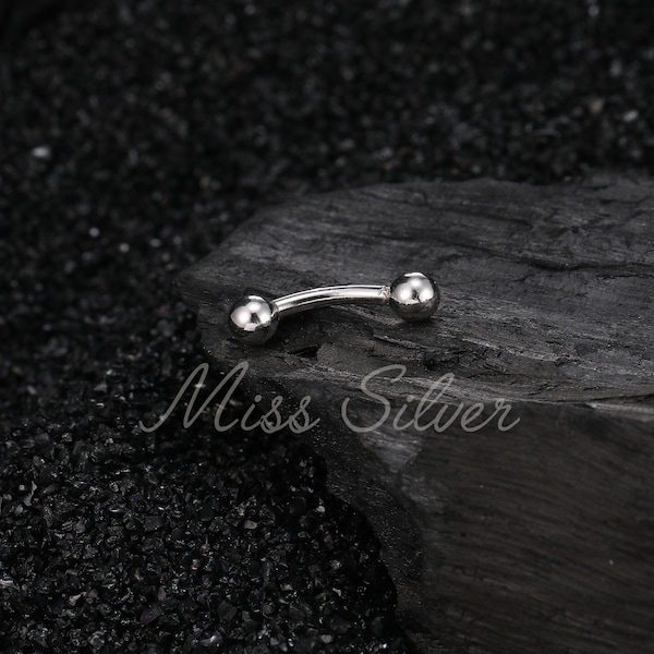 Curved Barbell Sterling Silver Basic S925 Ring - Eyebrow Ring/Rook/Daith Earring/Tragus - 16G