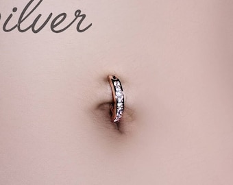 Belly Button Clicker Surgical Steel/ Rose Gold Color 316L Minimalist Navel Jewelry/ Belly Hoop/ Hinged Curved Belly Bar/ Belly Ring