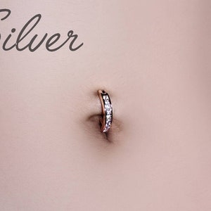 Belly Button Clicker Surgical Steel/ Rose Gold Color 316L Minimalist Navel Jewelry/ Belly Hoop/ Hinged Curved Belly Bar/ Belly Ring