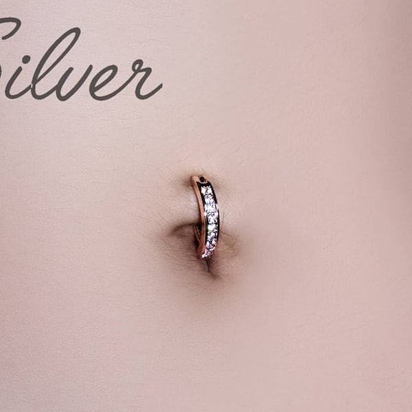 Belly Button Clicker Surgical Steel/ Rose Gold Color 316L Minimalist Navel Jewelry/ Belly Hoop/ Hinged Curved Belly Bar/ Belly Ring