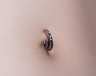 Belly Button Clicker Surgical Steel/ 316L Minimalist Navel Jewelry/ Belly Hoop/ Hinged Curved Belly Bar/ Gear Shape/ Belly Ring