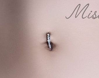 Navel Clicker Chirurgisch staal / 316L minimalistische navel sieraden / buikhoepel / scharnierende gebogen buikstang / Cubic Zirconia / buikring