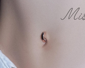 Rose Gold Color Belly Button Clicker/ Titanium Minimalist Navel Jewelry/ G23 Belly Hoop/ Hinged Curved Belly Bar/ 14G Belly Ring