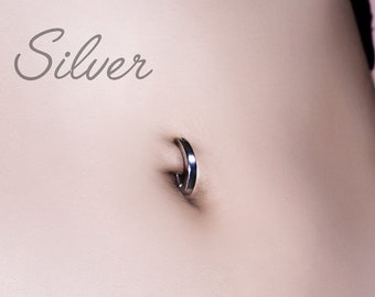 Titanium navel Clicker/minimalistische navel sieraden/G23 buik hoepel/scharnierende gebogen buik Bar/14G buik ring/buik piercing sieraden
