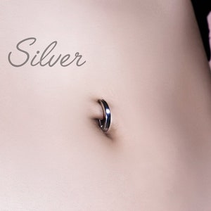 Titanium Belly Button Clicker/ Minimalist Navel Jewelry/ G23 Belly Hoop/ Hinged Curved Belly Bar/ 14G Belly Ring/ Belly Piercing Jewelry