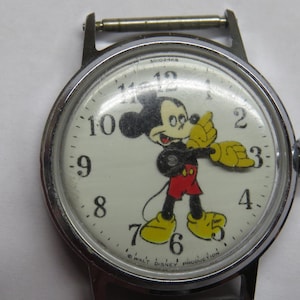 1968 Mickey Mouse Watch US Time Timex Fun Timer Walt Disney Productions WORKING