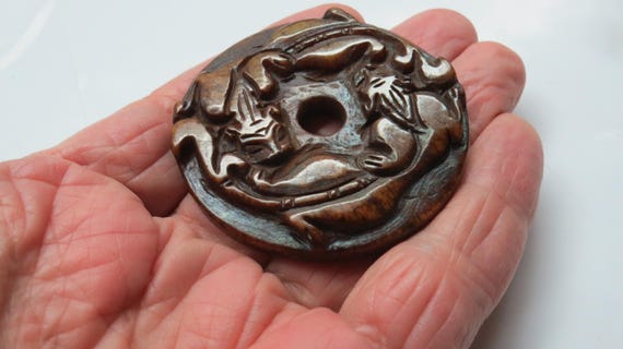 Chinese Dragon BROWN Jadeite TESTED Jade Pendant