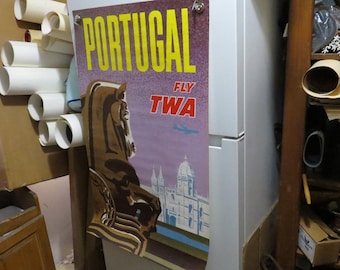 Original David Klein TWA Portugal Vintage Travel Poster Fly TWA Very Fine Condition RARE 40" X 25" 1950s 60s